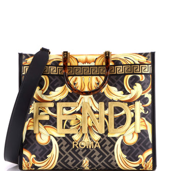 Versace x Fendi Fendace Sunshine Shopper Tote Printed Zucca Jacquard Medium