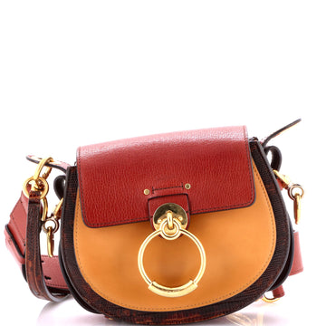 Chloe Tess Bag Leather and Lizard Embossed Leather Small