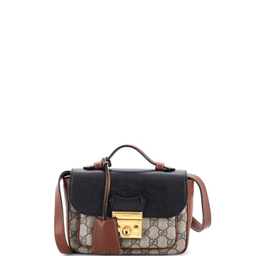 Gucci Padlock Front Pocket Flap Shoulder Bag GG Coated Canvas and Leather Mini