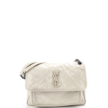 Saint Laurent Niki Chain Flap Bag Matelasse Chevron Leather Medium