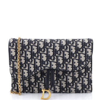 Christian Dior Saddle Chain Clutch Oblique Canvas