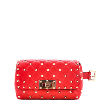 Valentino Garavani Rockstud Spike Turnlock Belt Bag Quilted Leather