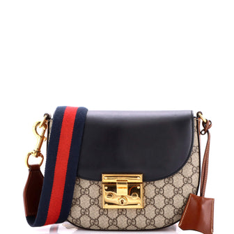 Gucci Padlock Saddle Shoulder Bag GG Coated Canvas and Leather Medium