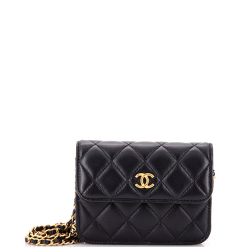 Chanel Pearl Crush Flap Clutch with Chain Quilted Lambskin Mini