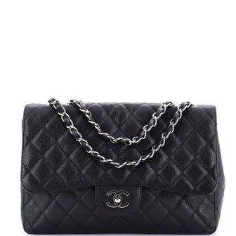 Chanel Classic Single Flap Bag Quilted Caviar Jumbo