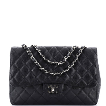 Chanel Classic Single Flap Bag Quilted Caviar Jumbo