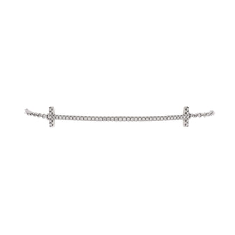 Tiffany & Co. T Smile Chain Bracelet 18K White Gold with Diamonds Medium