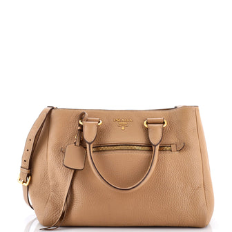 Prada Front Pocket Convertible Tote Vitello Phenix Medium