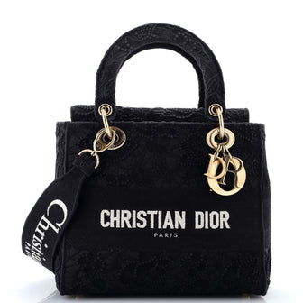 Christian Dior Lady D-Lite Bag Embroidery with Macrame Effect Medium
