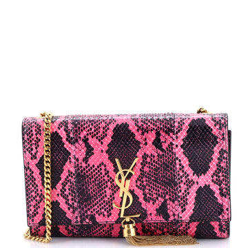 Saint Laurent Classic Monogram Tassel Crossbody Bag Python Embossed Leather Medium