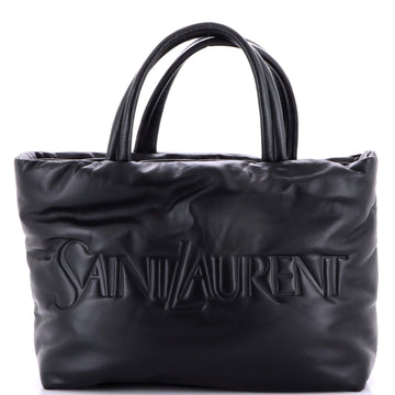 Saint Laurent Debossed Logo Tote Padded Leather