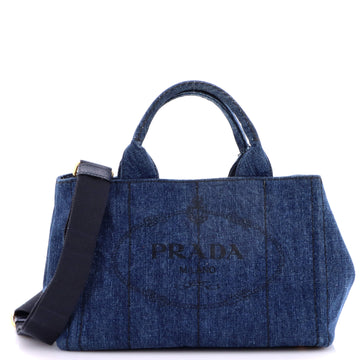 Prada Canapa Convertible Tote Denim Mini