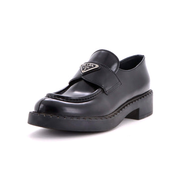 Prada Women's Triangle Logo Loafers Spazzolato Leather