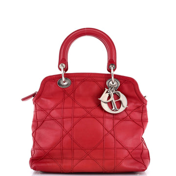 Christian Dior Granville Satchel Cannage Quilt Leather Small