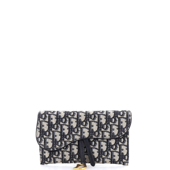 Christian Dior Saddle Chain Wallet Oblique Canvas