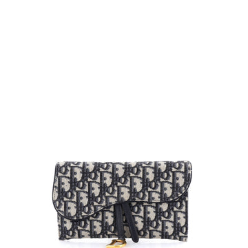 Christian Dior Saddle Chain Wallet Oblique Canvas