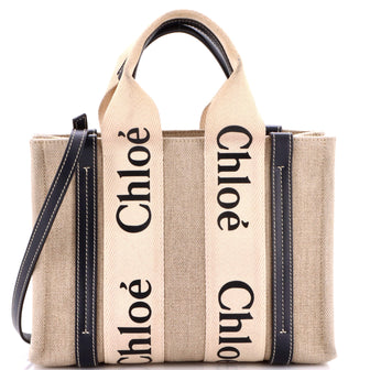 Chloe Woody Convertible Tote Canvas with Leather Small
