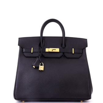 Hermes HAC Birkin Bag Black Ardennes with Gold Hardware 32