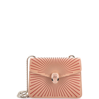 Bvlgari Serpenti Forever Square Shoulder Bag Laser Cut Leather Small