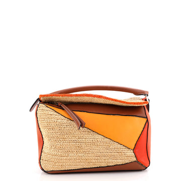 Loewe Puzzle Bag Leather and Raffia Medium