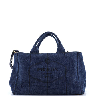 Prada Canapa Convertible Tote Denim Medium