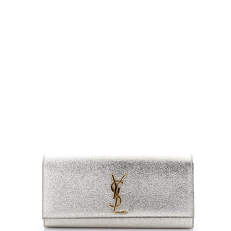 Saint Laurent Classic Monogram Clutch Metallic Calfskin Long