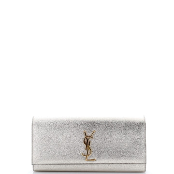 Saint Laurent Classic Monogram Clutch Metallic Calfskin Long