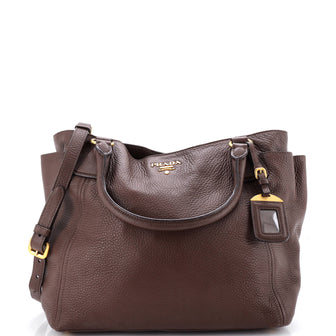 Prada Side Pocket Convertible Tote Vitello Daino Large