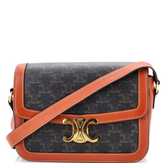 Celine Triomphe Shoulder Bag Triomphe Coated Canvas Medium