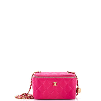 Chanel Pearl Crush Vanity Case with Chain Quilted Lambskin Small