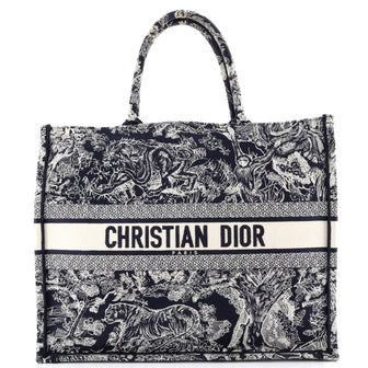 Christian Dior Book Tote Embroidered Canvas Large