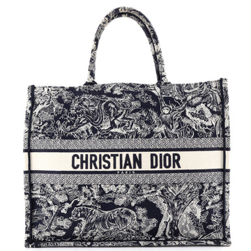 Christian Dior Book Tote Embroidered Canvas Large