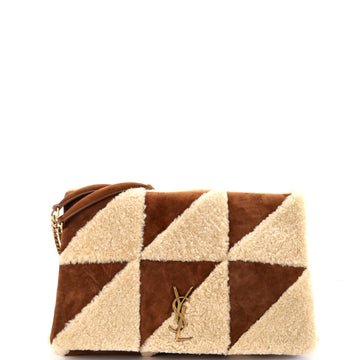 Saint Laurent Jamie Flap Bag Quilted Suede and Shearling Large