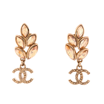 Chanel CC Sparkling Wheat Dangle Earrings Metal with Crystals