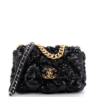 Chanel 19 Flap Bag Quilted Sequins Medium