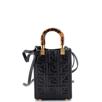 Fendi Sunshine Shopper Tote Zucca Embossed Leather Mini