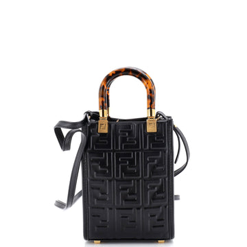 Fendi Sunshine Shopper Tote Zucca Embossed Leather Mini