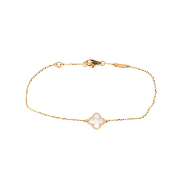 Van Cleef & Arpels Sweet Alhambra Bracelet 18K Yellow Gold and Mother of Pearl