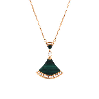 Bvlgari Divas' Dream Pendant Necklace 18K Rose Gold with Malachite and Diamonds Large