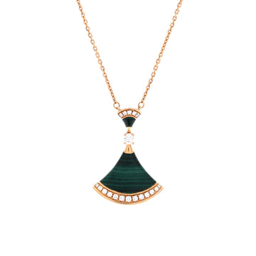 Bvlgari Divas' Dream Pendant Necklace 18K Rose Gold with Malachite and Diamonds Large