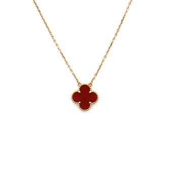 Van Cleef & Arpels Vintage Alhambra Pendant Necklace 18K Yellow Gold and Carnelian