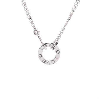 Cartier 2 Diamonds Love Pendant Necklace 18K White Gold with Diamonds
