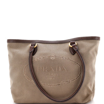 Prada Logo Open Tote Canvas Medium