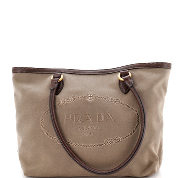 Prada Logo Open Tote Canvas Medium