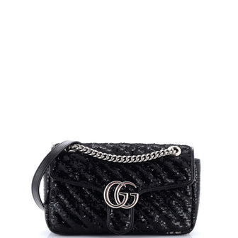 Gucci GG Marmont Flap Bag Diagonal Quilted Sequins Small