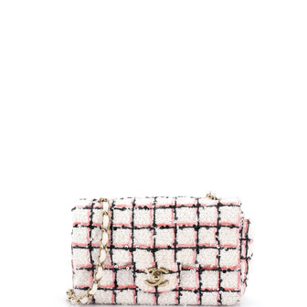 Chanel Classic Single Flap Bag Quilted Tweed and Sequins Mini