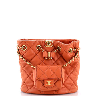 Chanel CC Pocket Chain Bucket Backpack Quilted Lambskin Small
