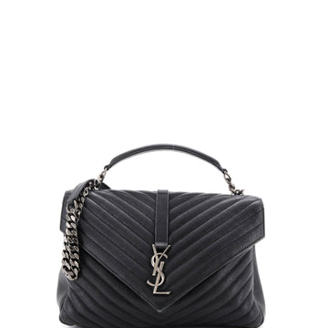 Saint Laurent Classic Monogram College Bag Matelasse Chevron Leather Large