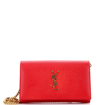 Saint Laurent Classic Monogram Wallet on Chain Matelasse Chevron Leather Medium