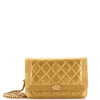 Chanel Boy Wallet on Chain Quilted Aged Calfskin